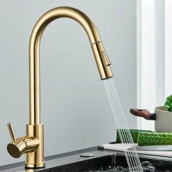 Decor Küche & Esszimmer-Verstellbarer goldener hoher Wasserhahn – minimalistisches Design