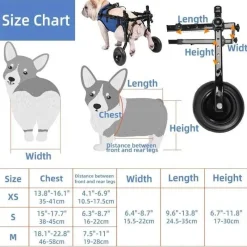 Furendo Haustierzubehör|Reinigungswerkzeuge Für Haustiere-Verstellbarer Hunderollstuhl – Ergonomische Mobilitätshilfe für Haustiere
