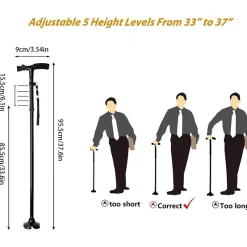 Decor Mobilitäts- Und Support-Tools|Outdoor-Artikel-Verstellbarer LED-Gehstock – Rutschfester Stützstock