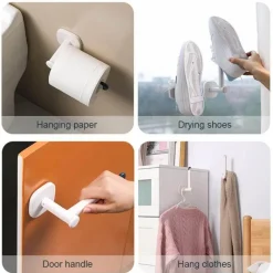 The Decor Haven Küche & Esszimmer-Verstellbarer, L-förmiger, selbstklebender Wandhaken – Teleskop-Mehrzweckaufhänger