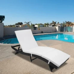 Cozy Living Camping-Werkzeuge|Heimwerkzeuge-Verstellbarer Loungesessel aus Korbgeflecht – tragbare Sonnenliege für den Außenbereich für den Terrassenpool