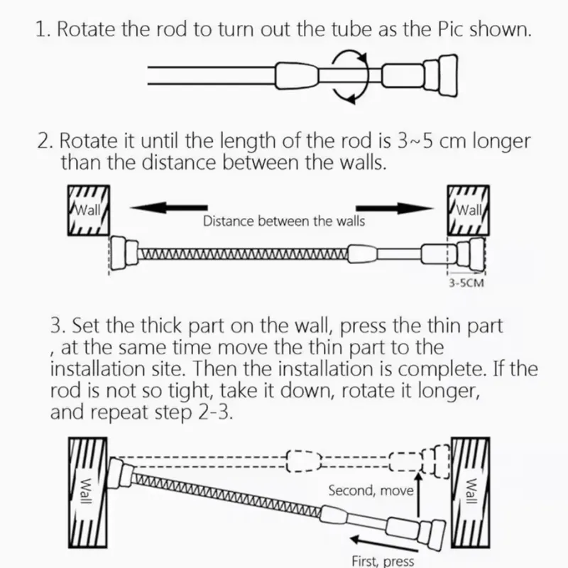 Room to Spare Aufbewahrung Und Organisation|Badezimmer-Verstellbarer Wäscheständer aus Edelstahl, Teleskopstange für den Balkon