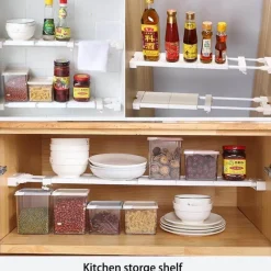 Deco Küche & Esszimmer-Verstellbares Küchenschrank-Organizer-Regal – Aufbewahrungslösung ohne Bohren