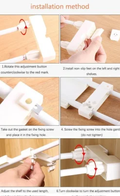 Deco Küche & Esszimmer-Verstellbares Küchenschrank-Organizer-Regal – Aufbewahrungslösung ohne Bohren