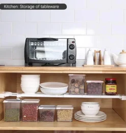 Deco Küche & Esszimmer-Verstellbares Küchenschrank-Organizer-Regal – Aufbewahrungslösung ohne Bohren