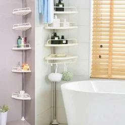 The Blissful Bath Badezimmer-Verstellbares 5-stufiges Eckregal aus Edelstahl – Organizer