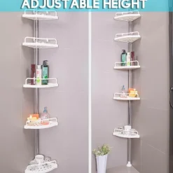 The Blissful Bath Badezimmer-Verstellbares 5-stufiges Eckregal aus Edelstahl – Organizer