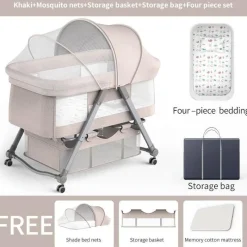Kinder The Decor Haven Kinderwagen & Zubehör-Verstellbares tragbares Babybett – faltbares minimalistisches Design