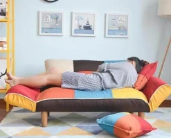 Cozy Living Möbel-Verstellbares Zweisitzer-Sofa – farbenfrohes, modernes Stoffsofa