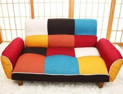 Cozy Living Möbel-Verstellbares Zweisitzer-Sofa – farbenfrohes, modernes Stoffsofa