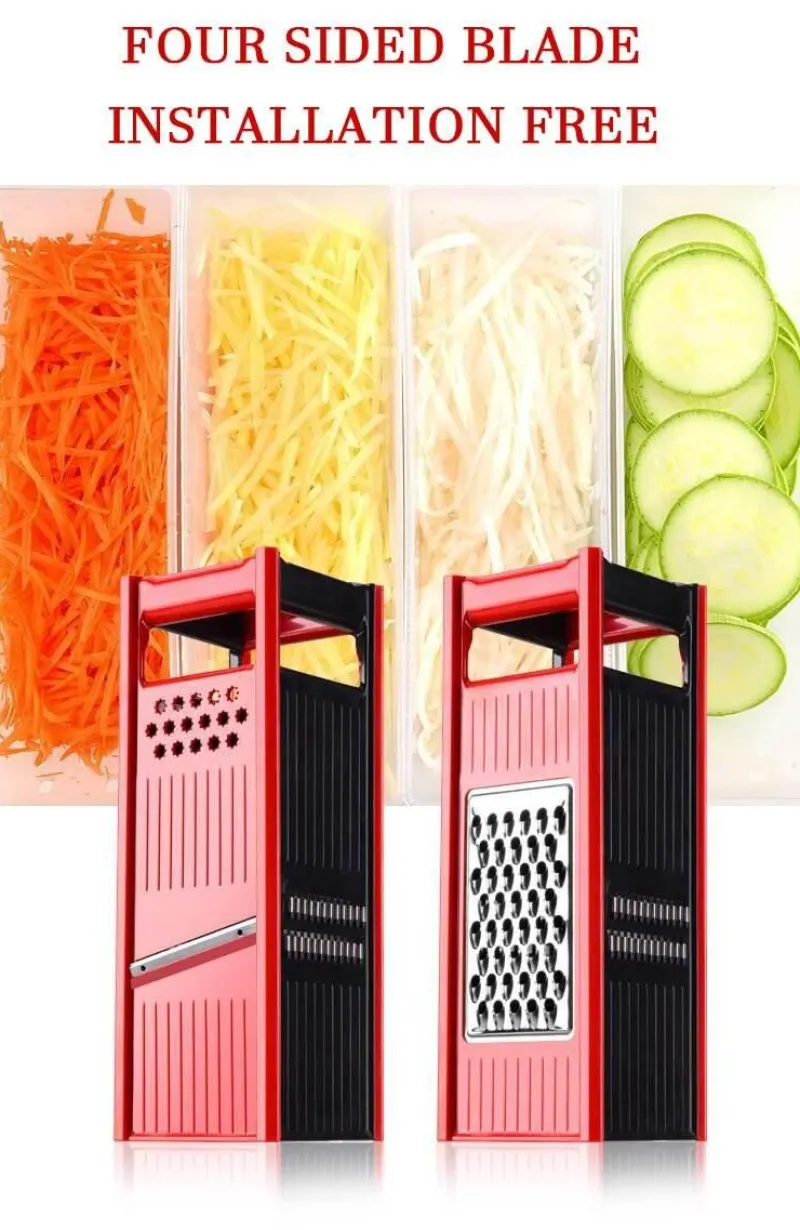 The Culinary Kit Küche & Esszimmer-Vierseitiger Gemüsereibe-Schneider - Multifunktionales Küchenwerkzeug