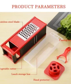 The Culinary Kit Küche & Esszimmer-Vierseitiger Gemüsereibe-Schneider - Multifunktionales Küchenwerkzeug