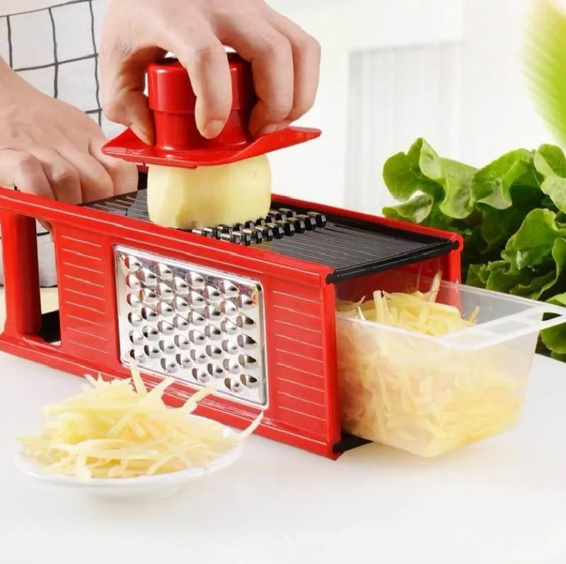 The Culinary Kit Küche & Esszimmer-Vierseitiger Gemüsereibe-Schneider - Multifunktionales Küchenwerkzeug