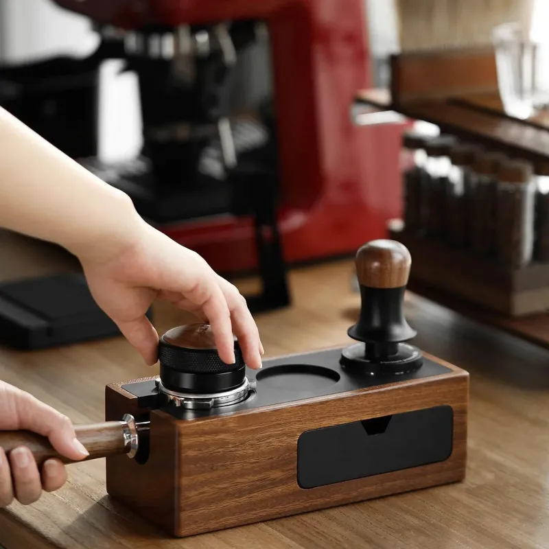 Space Savvy Küche & Esszimmer-Vintage Barista Tamper Station Aufbewahrungsbox - Kaffeezubehör