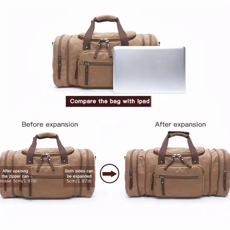 BagAura Taschen & Geldbörsen-Vintage Canvas Reisetasche – Stilvoll, langlebig und großes Fassungsvermögen