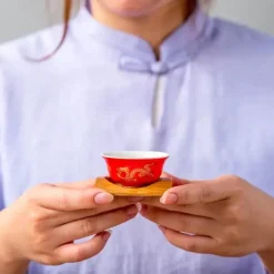 Plates u0026 More Küche & Esszimmer-Vintage Chinesisches Goldenes Drachen Porzellan Teetassen Set - Keramikbecher