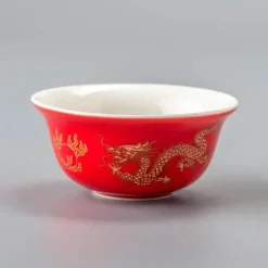 Plates u0026 More Küche & Esszimmer-Vintage Chinesisches Goldenes Drachen Porzellan Teetassen Set - Keramikbecher