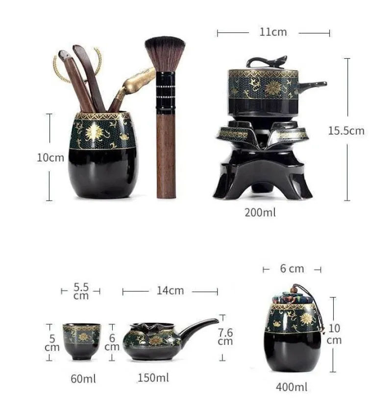 The Cozy Mug Küche & Esszimmer-Vintage Chinesisches Keramik Teeservice - Einzigartiges traditionelles Teeservice