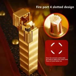 Wilderness Haven Outdoor & Garten|Outdoor-Artikel-Vintage Feuerzeug mit Kupferflamme – handgefertigtes Design