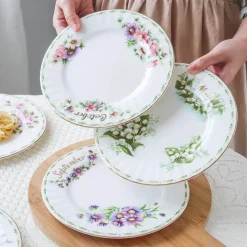 Feast u0026 Flair Küche & Esszimmer-Vintage Flower Bone China Teller - Elegantes Küchengeschirr