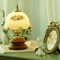 The Light Loft Beleuchtung-Vintage Glasblumen Tischlampe - Retro Beleuchtung Dekor