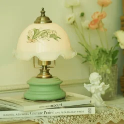 The Light Loft Beleuchtung-Vintage Glasblumen Tischlampe - Retro Beleuchtung Dekor