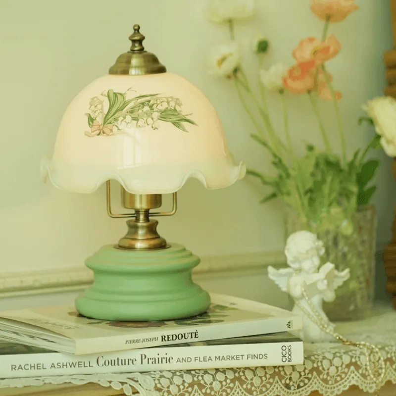 The Light Loft Beleuchtung-Vintage Glasblumen Tischlampe - Retro Beleuchtung Dekor