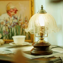 The Light Loft Beleuchtung-Vintage Glasblumen Tischlampe - Retro Beleuchtung Dekor