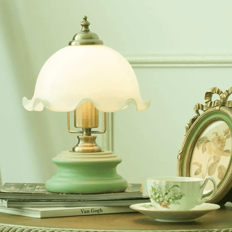 The Light Loft Beleuchtung-Vintage Glasblumen Tischlampe - Retro Beleuchtung Dekor