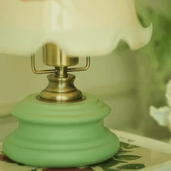 The Light Loft Beleuchtung-Vintage Glasblumen Tischlampe - Retro Beleuchtung Dekor