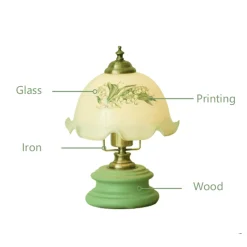 The Light Loft Beleuchtung-Vintage Glasblumen Tischlampe - Retro Beleuchtung Dekor