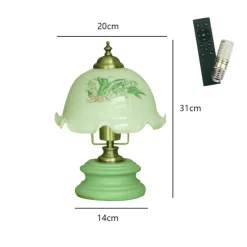 The Light Loft Beleuchtung-Vintage Glasblumen Tischlampe - Retro Beleuchtung Dekor