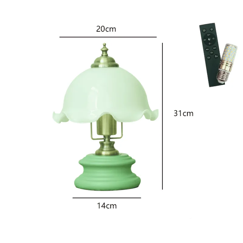 The Light Loft Beleuchtung-Vintage Glasblumen Tischlampe - Retro Beleuchtung Dekor