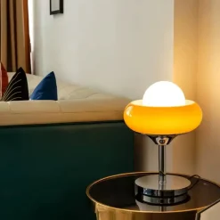 The Gilded Nest Beleuchtung|Wohndeko-Vintage Glass Table Lamp – Chromed Metal