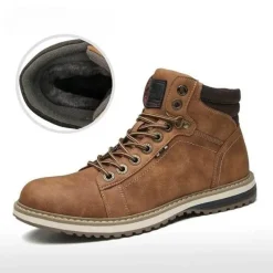 Herren Decor Herrenschuhe-Vintage italienische Leder-Winterstiefel - warmer Schnürstil