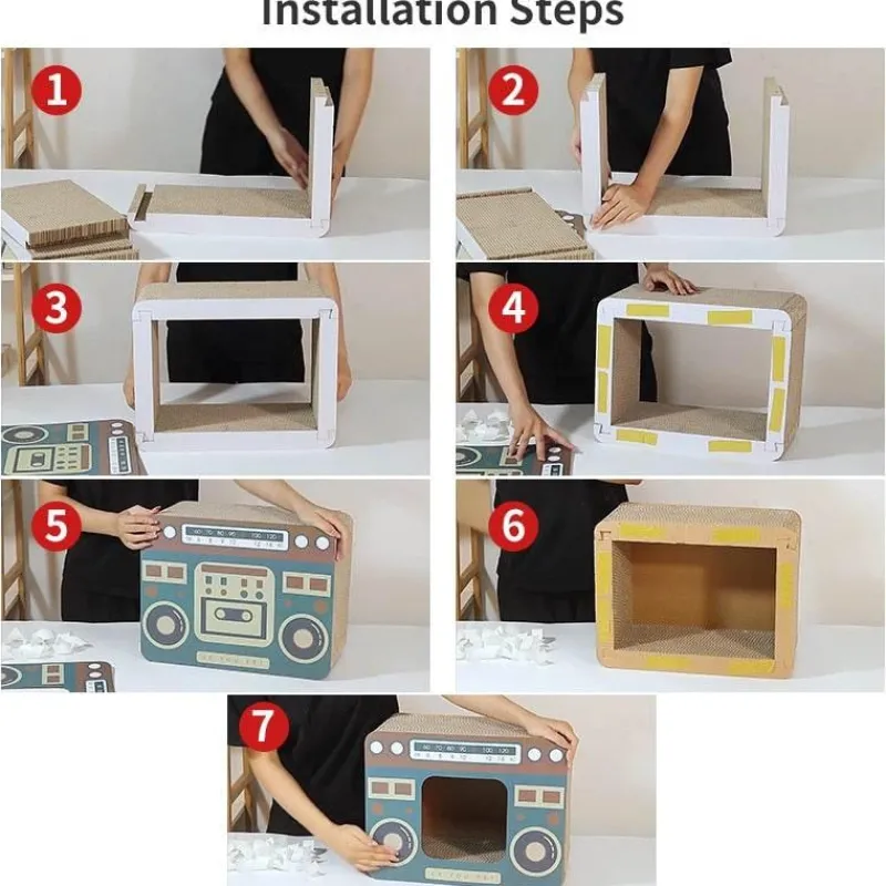 The Gilded Nest Haustierzubehör|Haustierbetten-Vintage Katzenkratzbrettbett - DIY Haustiermöbel