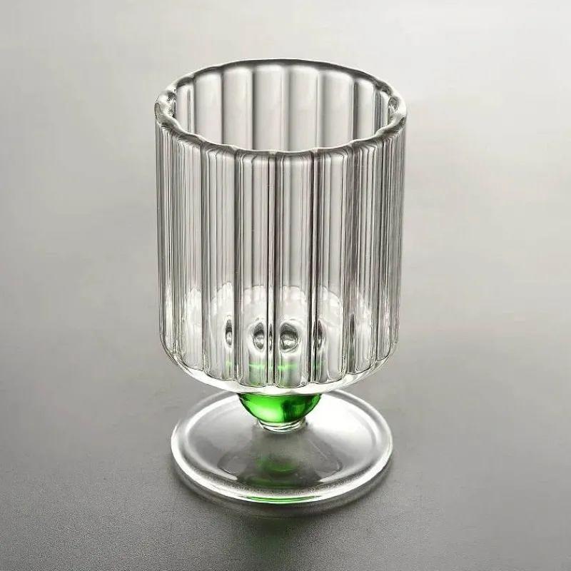 Plates u0026 More Küche & Esszimmer-Vintage Nordische Weinkelche mit geriffeltem Stiel - Glasbecher-Set mit Perlen