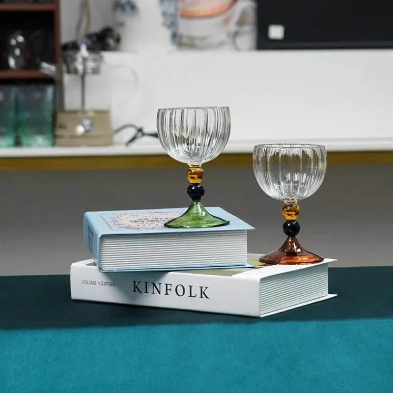 Plates u0026 More Küche & Esszimmer-Vintage Ripple Weinglas - Klarer nordischer Kelch mit kurzem Stiel