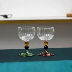 Plates u0026 More Küche & Esszimmer-Vintage Ripple Weinglas - Klarer nordischer Kelch mit kurzem Stiel