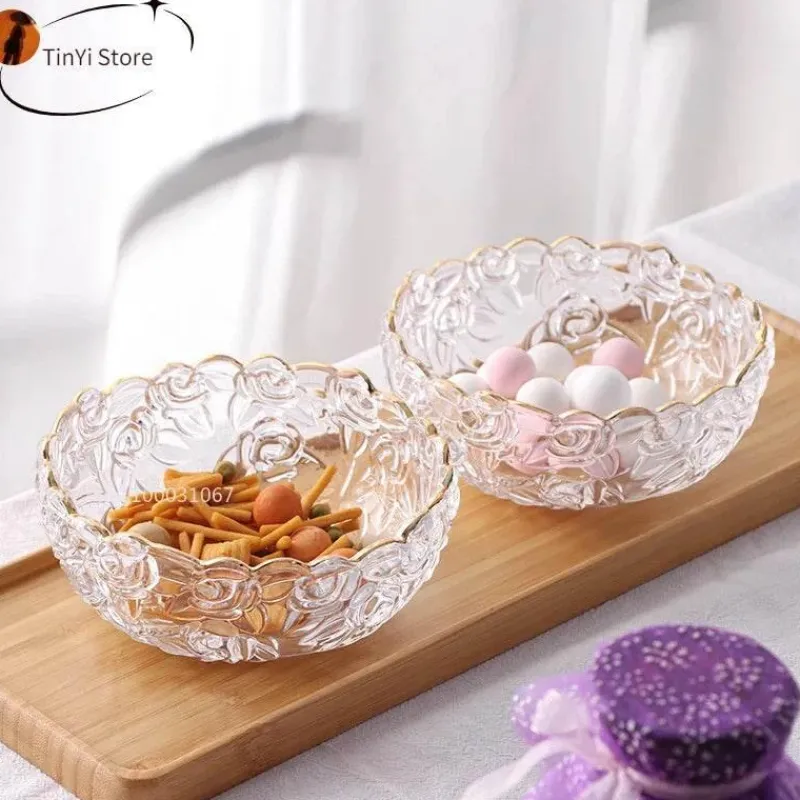 Plates u0026 More Küche & Esszimmer-Vintage Salatschüssel aus Glas – graviertes Goldrand-Design