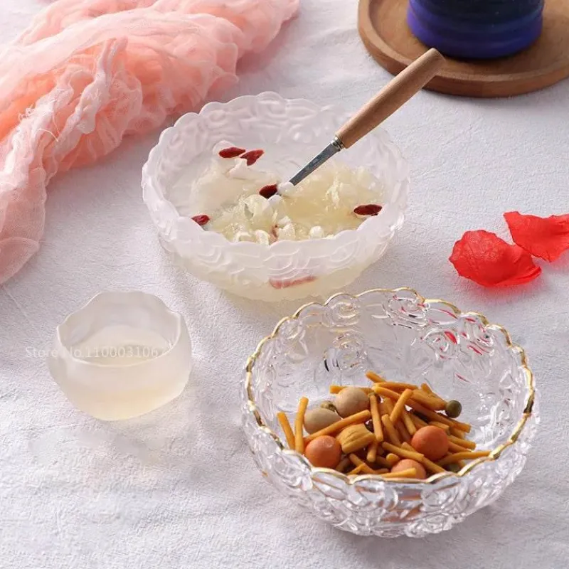 Plates u0026 More Küche & Esszimmer-Vintage Salatschüssel aus Glas – graviertes Goldrand-Design