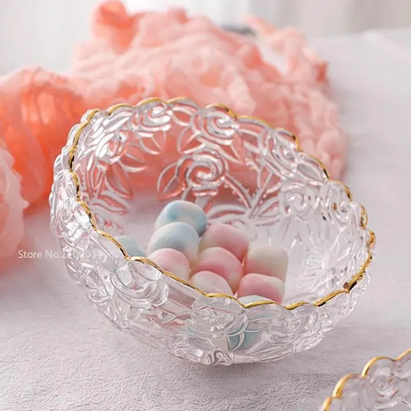 Plates u0026 More Küche & Esszimmer-Vintage Salatschüssel aus Glas – graviertes Goldrand-Design