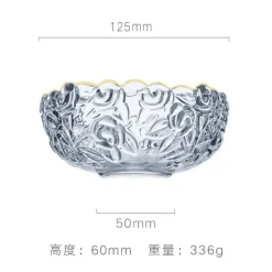 Plates u0026 More Küche & Esszimmer-Vintage Salatschüssel aus Glas – graviertes Goldrand-Design