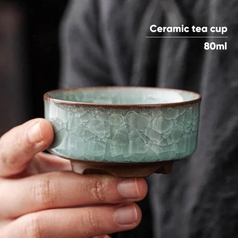 Plates u0026 More Küche & Esszimmer-Vintage Seladon Teetasse - Ice Crackle Keramik Kung Fu Tasse