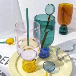 Plates u0026 More Küche & Esszimmer-Vintage-Glas-Stielglas-Set – 350 ml mit Löffel