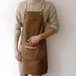 The Decor Haven Küche & Esszimmer-Vintage-Kochschürze aus Leder – Professionelle Kochschürze für Köche