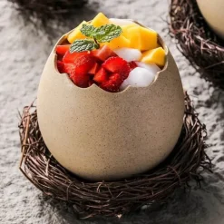 The Decor Haven Küche & Esszimmer-Vogelnestschale aus Keramik – Kreatives Eierschalen-Design