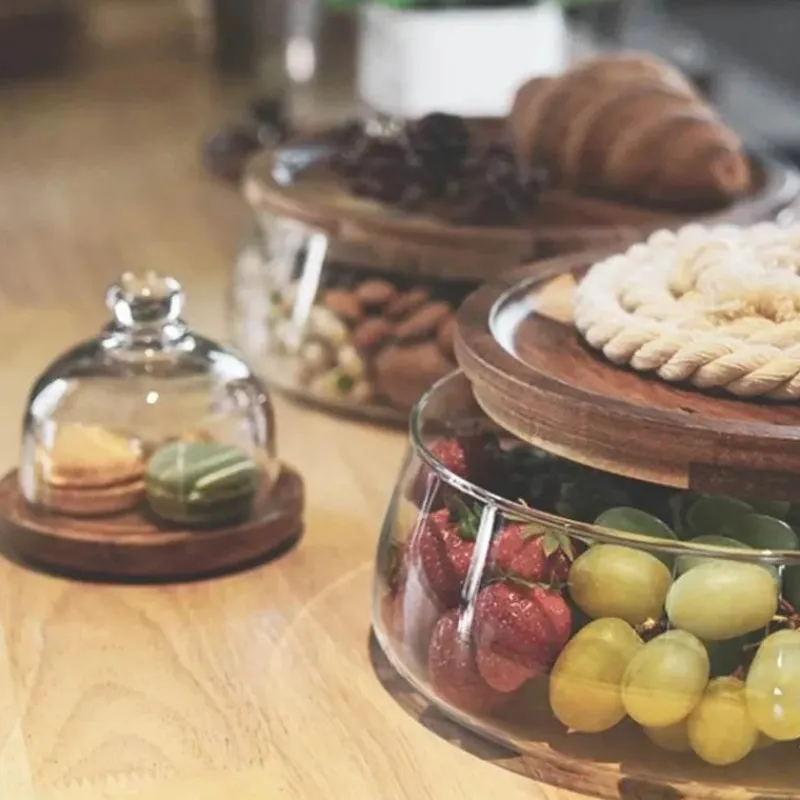 Plates u0026 More Küche & Esszimmer-Vorratsbehälter aus Glas mit Holzdeckel – Küchen-Organizer-Set