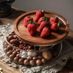 Plates u0026 More Küche & Esszimmer-Vorratsbehälter aus Glas mit Holzdeckel – Küchen-Organizer-Set