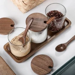 Space Savvy Küche & Esszimmer-Vorratsdose aus Akazienglas – Dekorativer Behälter für die Inneneinrichtung